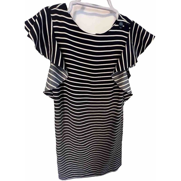 Banana Republic Dress Navy Stripe Flutter Sleeve Pockets Size 0 Summer Sailing - Picture 1 of 9